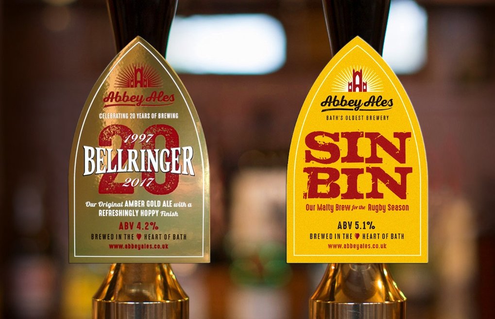 Abbey Ales beer label design in Bath